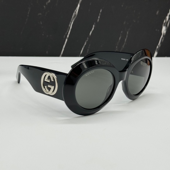 NEW GUCCI GG1647S 007 WOMEN SUNGLASSES GUCCI GG 1647S 007 ROUND BLACK EYEWEAR - Picture 10 of 14